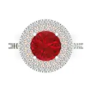2.8 ct Round Cut Halo Tourmaline Gem Promise Bridal Wedding Ring 14k 2 tone Gold