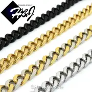 8.5"MEN Stainless Steel 11mm Silver/Gold/Black Plated Cuban Curb Chain Bracelet