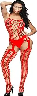 [SCALZE] Fishnet Socks Black Sling Netting for Women Stocking Sexy Lingerie Intimates Fishnet Female Stockings Set Hot Lace Top Thigh Underwear Stockings (Color : Ny365 red, Size : ONE Size)