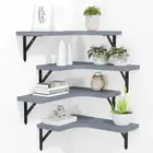 Corner Floating Shelves Wall Mounted Set of 4, Rustic Wood Storage Display