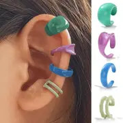 5 Pcs Colorful Resin Ear Cuff Cling On Earrings Handmade Enamel Ear Cuffs