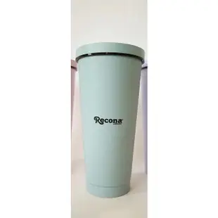《全新》Recona 馬卡龍色不鏽鋼隨行咖啡冰霸杯 750ml 附吸管+吸管刷 冰藍色
