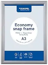 Europel Economy Snap frame, A3, color silver, aluminum profile 25 x 11 mm, for posters 29.7 x 42 cm, anti-reflective film, display of advertising, menus, hotel, office, restaurant