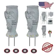 Elegant Gray Resin Cemetery Vase with Ground Spikes – Angel Design for Memorials