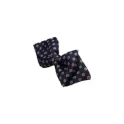 Boys Diamond Navy With White & Red Flowers Patterned Cotton Bow Tie