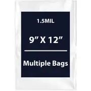 1.5Mil 9" X 12" | LDPE Clear Flat Poly Bags, Flexible & Durable | Multiple Bags