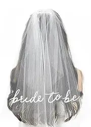 [Liyquint] Bride To Be Veil,White Bridal Veil, Embroidered Wedding Headpiece for Bachelorette Party, Bridal Shower & Engagement,Bach Party,Bride Headband,Bridesmaid Gifts