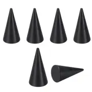 Wood Cone Ring Holder, 6 Pcs Finger Jewelry Display Stand, Black (50x25mm)