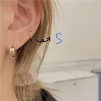 在飛比找ETMall東森購物網優惠-韓國ins 925銀耳環耳飾時髦素圈