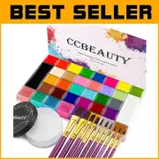 36 Colors Professional Face Paint and SFX Makeup Kit with Brushes and Powder