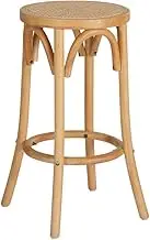 Artiss Bar Stool Natural Beech Wood Rattan Seat - 65cm Counter Height Barstools for Kitchen Island, Coffee Shop, Outdoor Pub & Indoor Dining Room