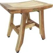 Satori Shower Stool Natural Teak Wood Shower Bench with Curved Seat, Wooden Show