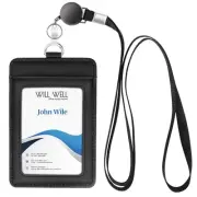 Genuine Leather ID Badge Holder with Retractable Lanyard, Retractable Badge R...