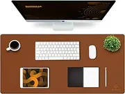 K KNODEL Leather Desk Mat, Office Desk Pad, Large Mouse Pad, Keyboard Pad, Computer and Laptop Mat for Desk, Desk Protector, Desktop Mat for Writing, Desk Blotter and Cover (90x43cm, Brown)