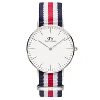 在飛比找ETMall東森購物網優惠-DW Daniel Wellington 經典藍白紅帆布時尚