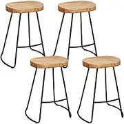 Artiss Bar Stools Stool Set of 4 Kitchen Counter Barstools Dining Chair Vintage Industrial Style Natural in 65cm Seat Height Floor for Home Bar Dining Room Cafe Outdoor Indoor