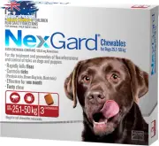 Flea & Tick Chewable Tablets for Extra Large Dogs (25.1-50kg) - Red, Pack of 3