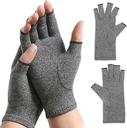 Arthritis Compression Hand Gloves, K KISHOMY Open-finger Gloves Wrist Support Therapy Gloves for Relief Of Rheumatoid and Osteoarthritis Joint Pain - Breathable Hands Warmer Gloves Men & Women, Grey