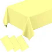3 Pcs Yellow Tablecloth Yellow Disposable Plastic Table Cloths for Parties Disposable, Waterproof Rectangular Yellow Table Cover for Camping, Birthday, Party, Picnic 54 × 108 Inch