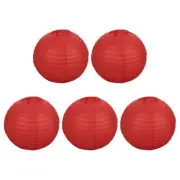 5 Pcs 12" Paper Lanterns Round Hanging Chinese/Japanese Lantern Decor Red