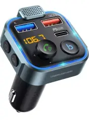 Bluetooth 5.0 FM Transmitter for Car, [PD 20W + QC 3.0] [Stronger Microphone...