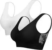 [Yardenfun] 2 Pcs Women's Sports Bras Breathable Bra for Yoga Gym Workout Removable Pads l