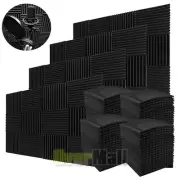 48Pack Acoustic Foam Sound Proof Panel Wall Tiles Record Studio Black 12"x12"x1"