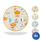 4x Dishes Porcelain Home Decorum Kitchen Assorted Cm19