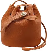 [MultiValue] Ladies Bucket Bags,Small Bucket Purses Lightweight Leather Crossbody Purse Adjustable Shoulder Strap Shrinking Bucket Bag for Phone Wallet Tissues