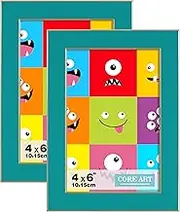 CORE ART 4x6 Picture Frames Turquoise Blue, 4 by 6 Colorful Photo Frame with HD Plexiglass, Wall or Tabletop Display, Set of 2