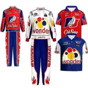Movie Ricky Bobby Cosplay Uniform Racing Wear Top Pants Man Halloween Carnival Outfits high quality and safe Blue Top M