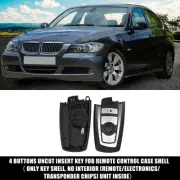 4 Button Key Fob Case Keyless Entry Remote Key Shell for BMW 328i Silver Tone