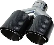 Car Silencers Universal Outlet Double Exit Carbon Fiber Glossy Muffler Tip Y Shape Exhaust Pipe Modify Nozzle Car Decoration Exhaust Muffler(Right Type 60-101)