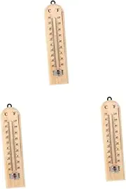Amosfun 3pcs Wine Cellar General Tester Storage Rack Display Rack Monitor Greeting Card Warning Sign Labels Decor Fastening Gasket Indoor Temperature Tester Light Brown Wooden