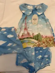 Peter Alexander Baby Toddler Paris Theme Pyjama Set + Pj Bag 12-18 months New