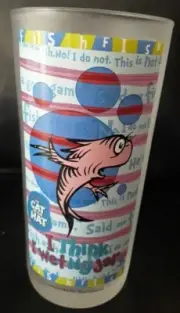 the cat in the hat frosted pint glass Fish I think I wet my jar Dr. Seuss