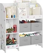 BOTLOG Toy Storage Organizer, Kids Bookshelf with 4 Fabric Bins, Toy Box Storage for Organizer with 3 Tier Book Rack and 3 Open Cubbies for Kids Room, Playroom, Nursery, School