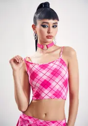 [Club Exx] Diva Especially Gifted Plaid Tank Top