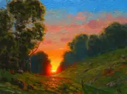 Oil Painting Original Landscape Florida Highwaymen Like Sun Clouds MAX COLE 4288