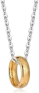 [GOTEHE] 7 MM Engraved Gold Plated Stainless Steel The Ring Pendant Necklace One pc Ring Necklace for Men Women Girls Teens, Stainless Steel, No Gemstone