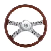 United Pacific 88184 Steering Wheel 18" Wood, For 2006+ Peterbilt And 2003+
