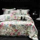 Flowers Silk Bedding Set 4pcs Washed Ice Silk Quilt Cover Flat Sheet Pillowcases