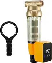 iSpring WSP50ARB Reusable Spin Down Sediment Water Filter with Touch-Screen Auto Flushing Module 50 Micron w/Auto Flushing & Jumbo Housing Brass