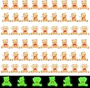Lyreh 60pcs Mini Resin Teddy Bears, Mini Glow in The Dark Bears Cute Tiny Teddy Bear Figurines Miniature Animals Figures Garden Doll House Car Graduation Season Theme Decoration Accessories