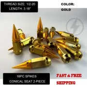 16PC EZ-GO CLUB CAR GOLF CART GOLD 3.18'' SPIKE LUG NUTS 1/2"-20 FOR GOLF CARTS