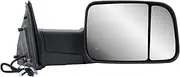 Replacement Passenger Right Side Door Towing Mirror Black Cover Power and Heated Glass with Turn Signal Light and Puddle Light Manual Folding and Temperature Sensor For Ram 1500 2500 3500 2009-2018