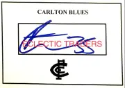 Ed Curnow SIGNED Carlton Navy Blues Card. AFL. Silvagni. Alex Charlie