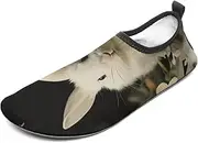 [BTCOWZRV] Water Shoes for Women Men White Rabbit and Lilies Water Sports Shoes Slip-on Breathable Lightweight Athletic Aqua Sock