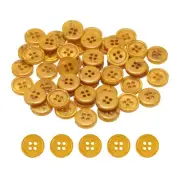 50pcs Sewing Button 15mm 4 Holes Resin Round Crafting Buttons, Dark Yellow