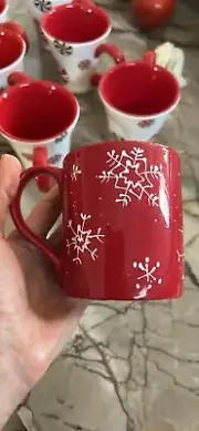 Sonoma Crimson Snow Flake Christmas Mug 8oz￼